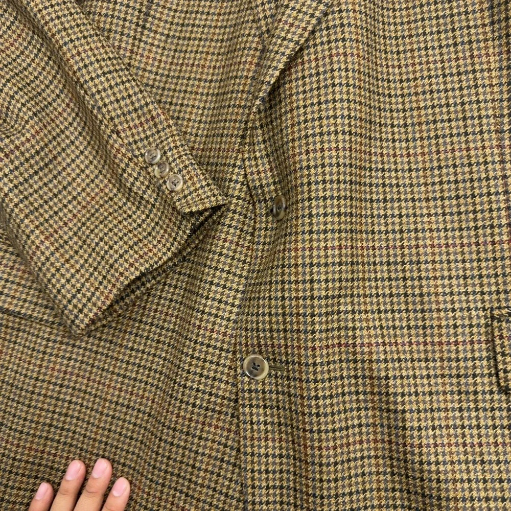 Vintage Brooks Brothers Sport Coat Mens 52 LG Brown Wool Houndstooth Academic